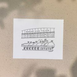 Marché Jean-Talon / 5x7 ou 8x10po / Illustration imprimée sur carton recyclé / Icônes de MTL par Darvee / Art N+B Unisexe Minimaliste