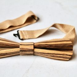 Zebrano wood bow tie