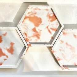 Sous-verre hexagone  | Marbré terre-cuite