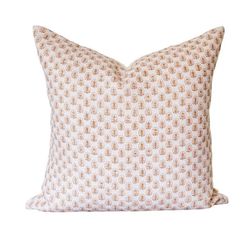 AMBER / Designer rust and white linen pillow cover, block print inspired pillow, Farmhouse pillow, modern pillow, rust boutique pillow