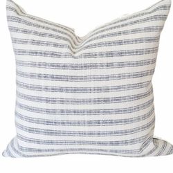 White cushion with blue stripes, cushion cover Modern farmhouse blue and white, modern farmhouse décor