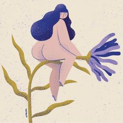 Poster printed in 8.5x11 fairy woman on purple flower