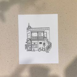 Dépanneur / 5x7 or 8x10in / Illustration printed on recycled cardboard / Darvee's Montreal Icons / B+W Unisex Minimalist Art Print