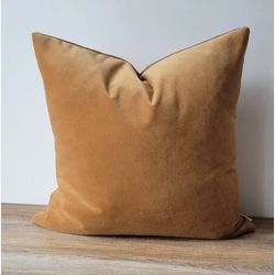 Velvet cognac pillow cover, both side, tan velvet pillow 20x20, nutmeg velvet pillow 22x22, boutique pillow, autumn decor pillow