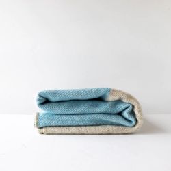Bleu et gris - Grand jeté en 100% laine du Québec