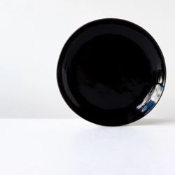 Large Plate in Black Lacquered Stoneware