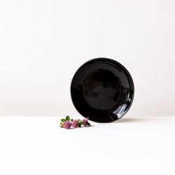 Salad Plate in Black Lacquered Stoneware