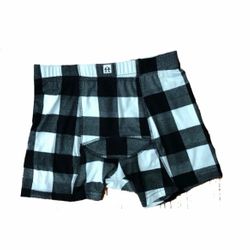 Men's Boxer BAMBOO Checked Black and White (0201ca)