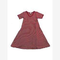 Short dress Woman in BAMBOU striped medium red