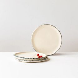 Small Porcelain Plate With Adorned Painted Frieze Rim