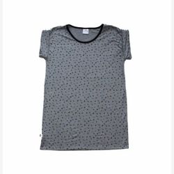 Very short sleeve jersey in grey BAMBOO with black birds (4902oi)
