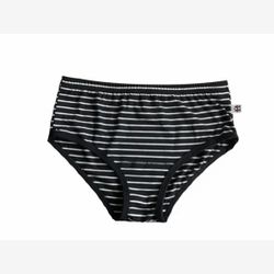 Women's BAMBOO Panty High Waisted Medium Black and White Striped