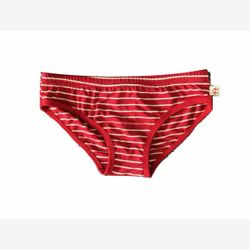 Women's BAMBOU Panties Low Rise Red Medium Line White