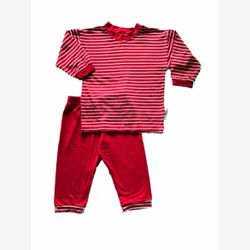 2-PIECE PYJAMA red and white striped top and red pants