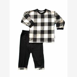 2-PIECE BAMBOO PYJAMA black and white checkered top and black pants