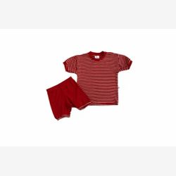 2 PIECES SHORT PYJAMA BAMBOO high stripe red and white and red bottom (050105)
