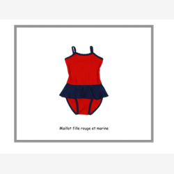 Girls' swimsuit with red poseidon and navy trim (0558)