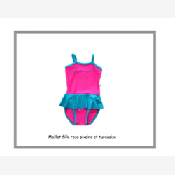 Girls' swimsuit poseidon pink peony with turquoise trim (1374)