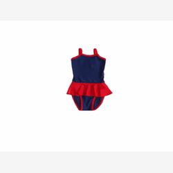 Girls' swimsuit poseidon navy and red trim (5805)