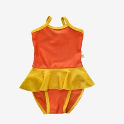 Girl's swimsuit poseidon orange and yellow trim