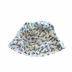 Organic cotton sun hat lined with yellow flowers