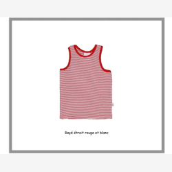 Red and white thin row boys tank (0501re)