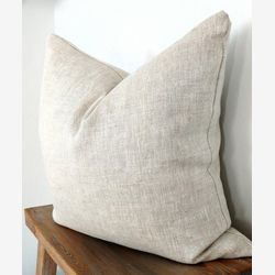 Modern Farmhouse oatmeal linen pillow cover