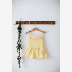 organic cotton  onesie dress, organic baby clothes, banana yellow, cream