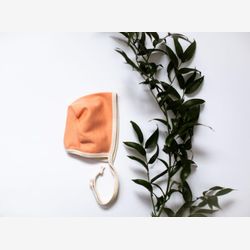 Organic baby hat, newborn hat, baby accessory, peach, pink, organic cotton, knit, baby shower gift, cream
