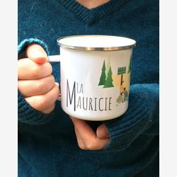 Enamel Mug | Camping Mug | Quebec Mug | Illustration La Mauricie | Quebec Region | Illustration Québec