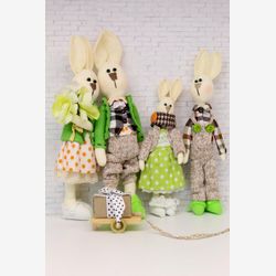 Handmade dolls, Tilda dolls, Doll Interior Art Doll ,Fabric Doll, Handmade dolls"Family Rabbits"