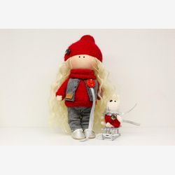 Christmas Handmade dolls, Tilda dolls, Doll Interior Art Doll ,Fabric Doll,Christmas gifts