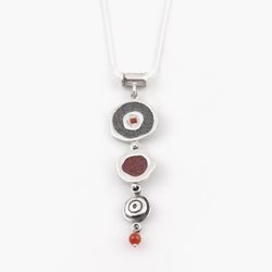 Pendant silver and cement red and grey