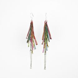 Multicoloured steel wire earrings