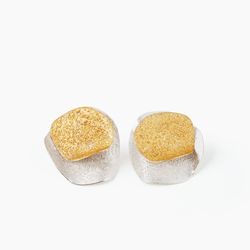 Large textured gold and silver earrings