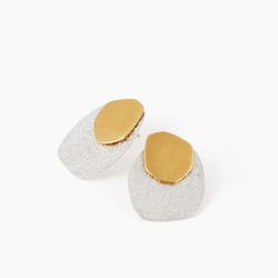 Silver earrings golden texture