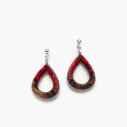 Wood, acrylic and silver drop earrings