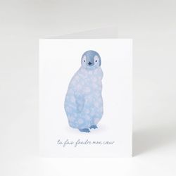 Penguin love and friendship greeting card "You melt my heart"