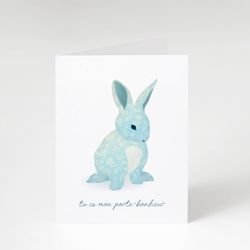 "You're my good luck charm" bunny love and friendship greeting card.