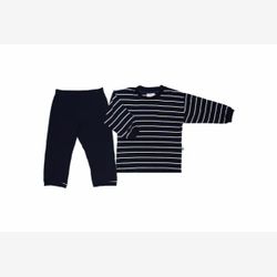 2 PIECES BAMBOO PYJAMA high stripe wide navy and white and navy pants (580158)