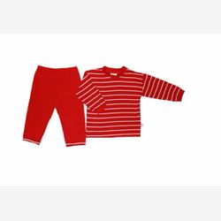 2 PIECES BAMBOO PYJAMA high wide stripe red and white and red pants (050105)