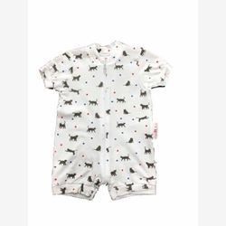Short pyjamas 1 piece organic cotton cats grey