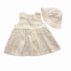 Cotton dress with white dots and marine fish