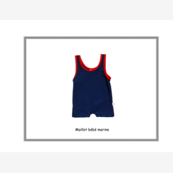Navy Poseidon Baby Swimsuit and red trim (5805)