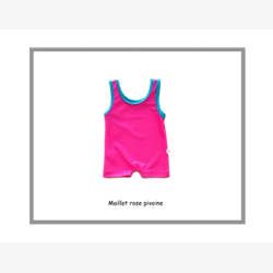 Pink pivoine Poseidon Baby Swimsuit and turquoise trim (1374)