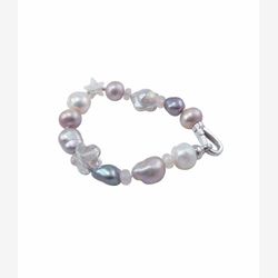 Bracelet avec perles, quartz rose et cristaux Swarovski