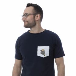 T-shirt pour homme - Bleu marine avec poche loup de mer