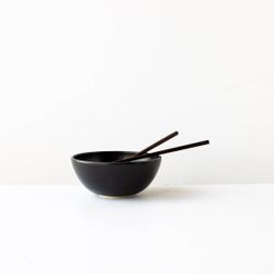 Black Satin Glazed Porcelain Poke Bowl