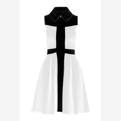 Delphine - Fitted and Sleeveless dress in black and white