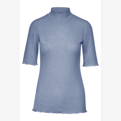 Mimi - High collar bambou top in blue